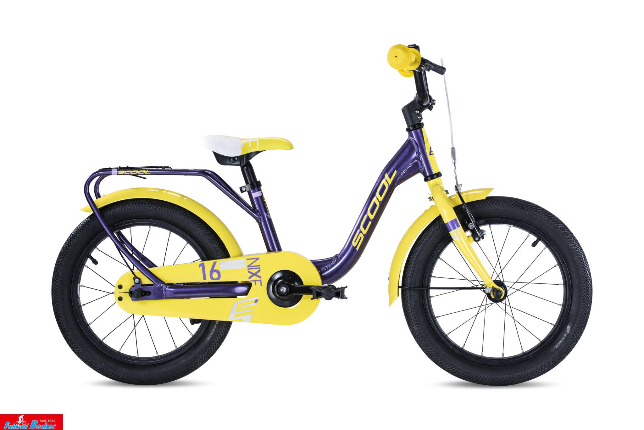 S'COOL niXe alloy 16 1s purple/yellow Fahrrad Becker